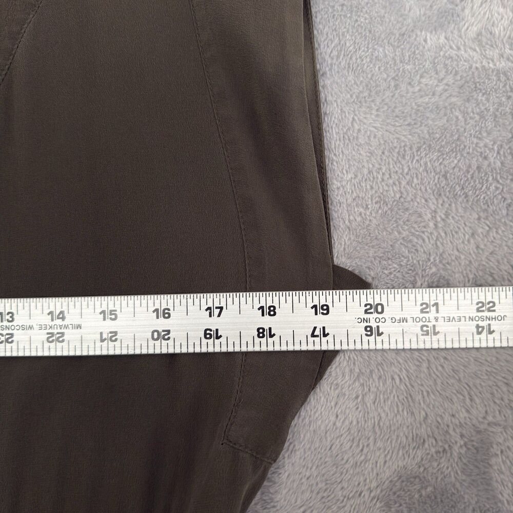 Madewell 100% Silk Dress Womens 12 Olive Green V Neck Button Front - Picture 6 of 9